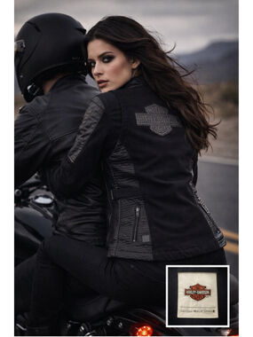 Harley Davidson Moto Jacket Women’s S Quilted Leather Trim Logo Bikercore Black